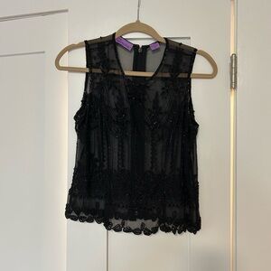 Calypso Black Silk Beaded Sleeveless Too